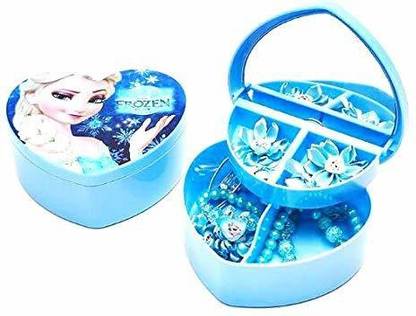 uniqueexpo Pack of 1 Heart Shape Cute Frozen Princess Jewellery Box Kids Jewellery Box multi purpose Vanity Box
