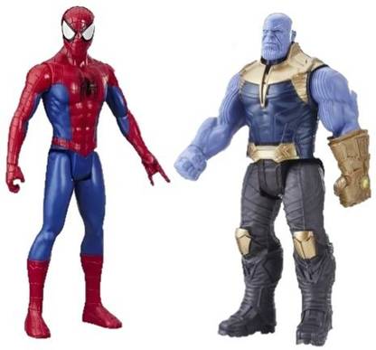 Childhood Premium Action Figures Spiderman & Thanos | 6 Inch | LED on Chest | Pack of 2