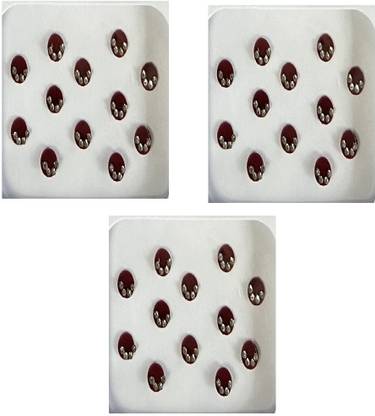 ONLINE JUNCTION OJ Maroon Color Half Moon Shape Bindi Stone 4 Pack 3 Bindi Forehead Maroon Bindis