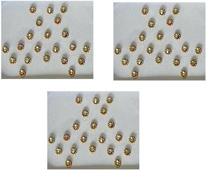 ONLINE JUNCTION OJ Golden Moti Stone Designer Bindi Size 1 Pack 3 Bindi Forehead Gold Bindis