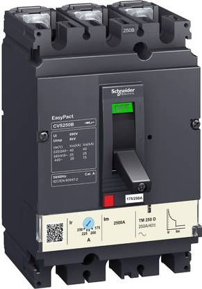 schneider Electric EasyPact CVS250B Circuit Breaker, 25 kA at 415 VAC, 3P 3D, TM-D 250 A LV525303 MCB