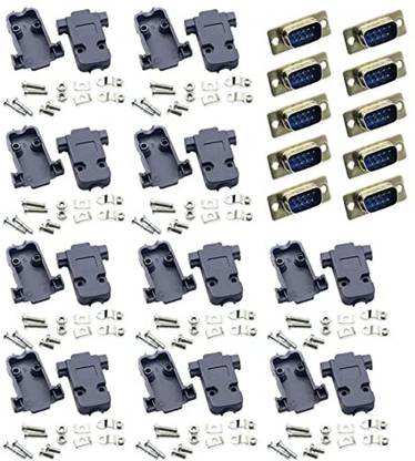ERHIndia (Pack of 10) DB9 Connector Male rs232 Connector Male with Cover Alternative Energy Electronic Hobby Kit