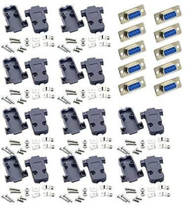 ERHIndia (Pack of 10) DB9 Serial Connector rs232 Connector Female with Cover Power Supply Electronic Hobby Kit