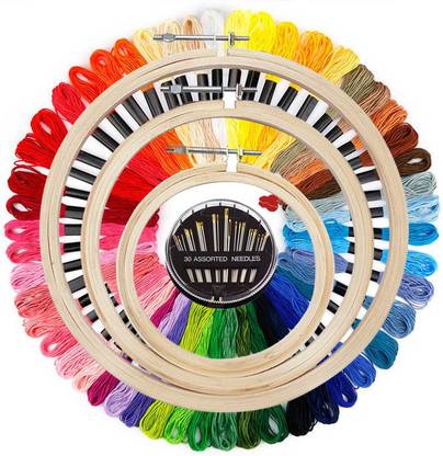 Royal Villa Special Pack of 3 Embroidery Hoop Frame beginners kit for cross stitch work. Embroidery Hoop