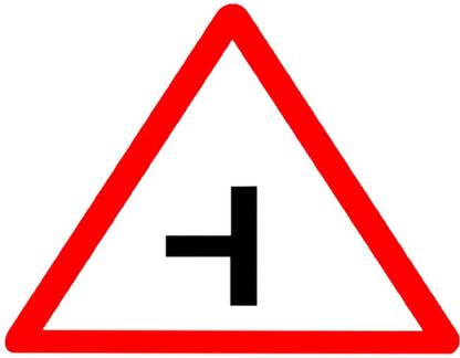 Ladwa Side Road Left Cautionary Retro Reflective Road Signage - 600 mm Triangle Emergency Sign