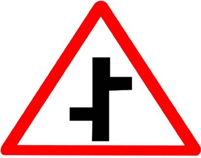 Ladwa Staggered Intersection Cautionary Retro Reflective Road Signage- 600 mm Triangle Emergency Sign