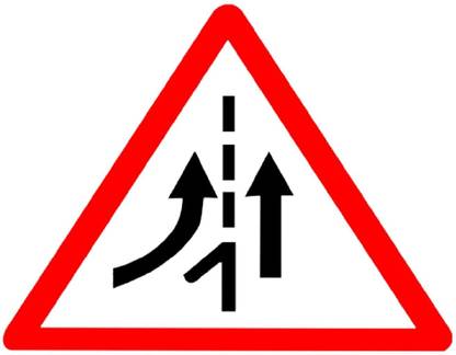 Ladwa Merging Traffic Ahead Cautionary Retro Reflective Road Signage - 600 mm Triangle Emergency Sign