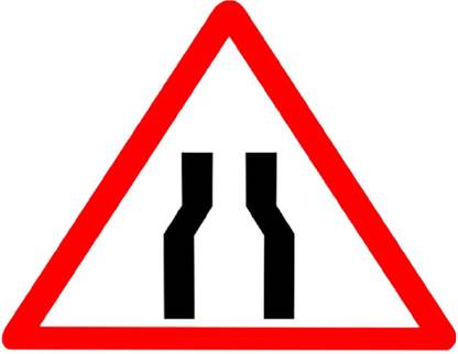 Ladwa Road Sign Narrow Road Ahead Cautionary Retro Reflective Road Signage Emergency Sign