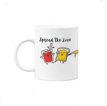 Sonali Arts Cute Spread The Love Quote Printed Art Design White MUG Ceramic Coffee Mug