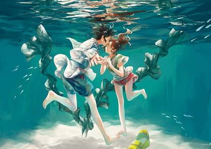 Anime Underwater Anime Girls Anime Boys Spirited Away Hd Matte Finish Poster Paper Print