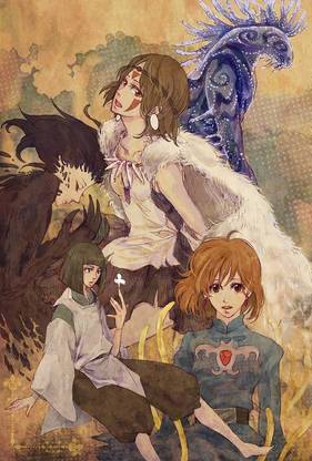 Anime Studio Ghibli Princess Mononoke Nausicaa Of The Valley Of The Wind Matte Finish Poster Paper Print