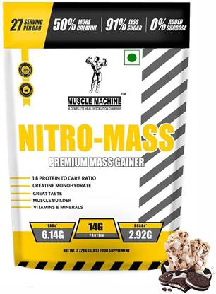 Muscle Machine Nitro Mass With High Protein,Creatine,Minerals For Mass Gain & Muscle Building Weight Gainers/Mass Gainers