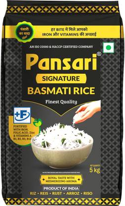 Pansari 2-Years Aged Long Grain Premium Quality Signature Basmati Rice,Biryani Rice, Pulav Rice- 5KG Pack Basmati Rice (Long Grain, Raw)
