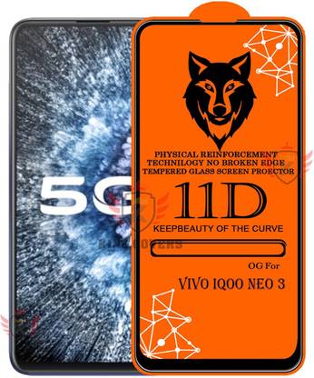 KING COVERS Tempered Glass Guard for 11D Tempered Glass Screen Protector for Vivo-Iqoo Neo 3|With Easy Installation Kit Full Adhesive Glass