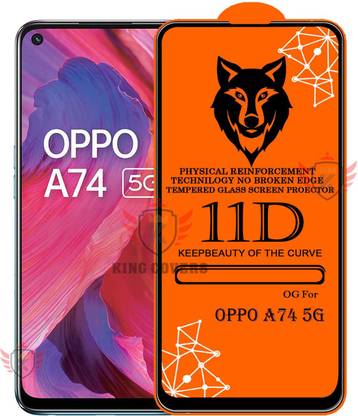 KING COVERS Tempered Glass Guard for OPPO-A74 5g Edge to Edge Tempered Glass