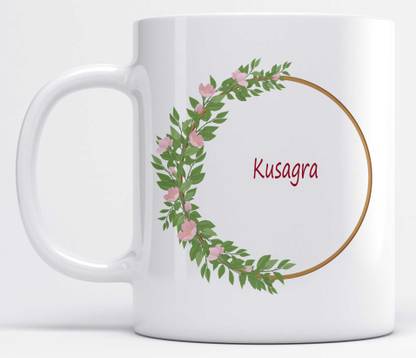 LOROFY Name Kusagra Printed Floral Ring Ceramic Coffee Mug