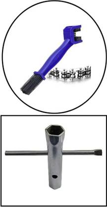 Classic Auto CA-01 Plug Spanner With Tommy Bar & Universal Bike Chain Cleaner Brush Copper Spark Plugs