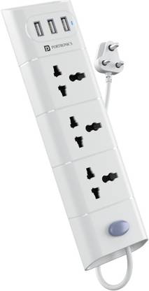 Portronics Power Plate 8 1500W with 3 USB + 3  Socket Extension Boards
