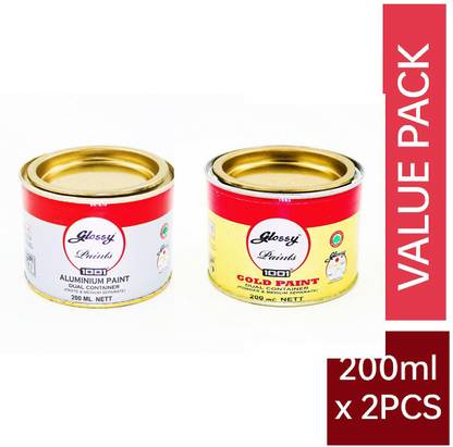 1001 ALUMINIUM PAINT + GOLD PAINT COMBO 200ML+200ML DUAL PACK HIGH QUALITY FINISH ALUMINIUM (SILVER), GOLD Enamel Wall Paint