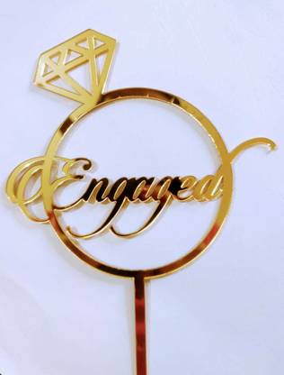 the banner company Engaged in Diamond Ring Cake Topper