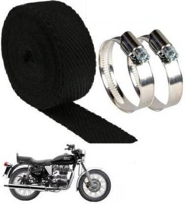 SRPHERE SRM-214- (3 Mtrs Black) Silencer Wrap With Clamp Bike Exhaust Heat Shield Bike Exhaust Heat Shield