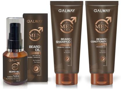 galway Men's Beard Oil & Beard Shampoo & Beard Conditioner Combo Kit