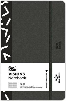 Flexbook Pocket Size Visions Series 9 x 14 cms Notebook with Black Elastic Closure Ruled Fedrigoni Special Black Art Cover, Pocket-size Notebook Ruled 192 Pages