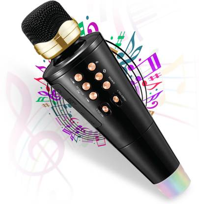 Pick Ur Needs Portable 2 in 1 Karaoke Microphone & Bluetooth Speaker with LED Light Wireless Connection Microphone