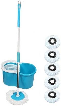 AREEN bucket mop spin 360 magic mop set with 6 microfibers Mop Set