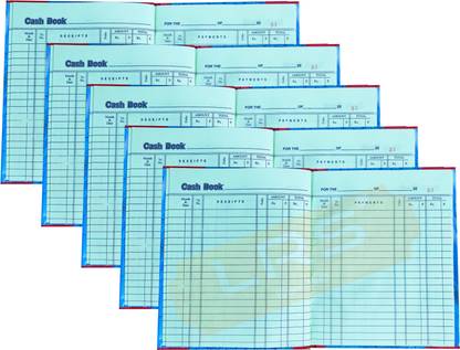 LRS Cash Book Short Size - 21 * 17 cm - 80 GSM Ledger Paper - 38 Pages - Pack of 5 - 1-Part Cash Book