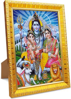 koshtak Shiva Parvati with Ganesh ji / Shiv parivar and nandi Religious Frame