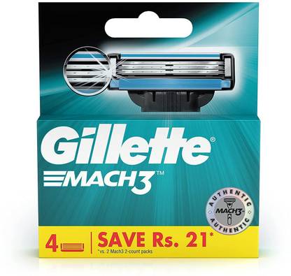 Gillette Mach3 4 Cartridges Razor Pack of 1, Men
