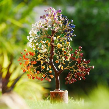 Yasamazing Seven Chakra Crystal Gemstone Bonsai Money Tree Decorative Showpiece  -  30 cm