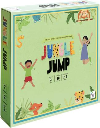 HappyBusyDays Jungle Jump - Awesome Board Game with Fun Exercises, Yoga Poses for Kids Party & Fun Board Game