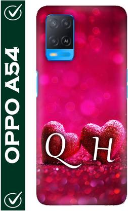 FULLYIDEA Back Cover for OPPO A54, OPPO CPH2239, Letter Q, Alphabet Q, Name Q, Letter Q With H, Q Love H