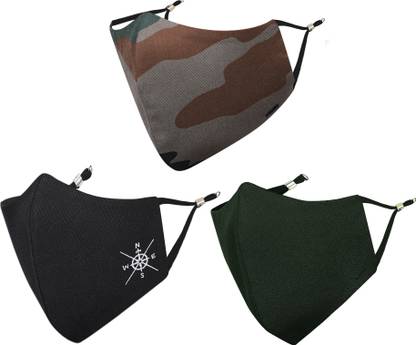 MASQ 4 Layer Protective, 100% Cotton Cloth Face Mask Combo for Men with Ear Loops Konark_Combo_XL_03 Reusable, Washable Cloth Mask