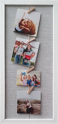 Art Street Hanging Photo Frame White Rectangle Photo Frames with Clips