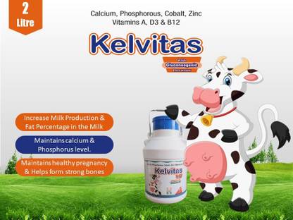 Kelvitas Chelated Liquid Calcium for Cattle, Cow, Buffalo (With Gluconeogenic Precursor) Pet Health Supplements
