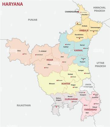 Haryana Map Poster Multicolor Photo Paper Print (12 inch X 18 inch, Rolled) Photographic Paper