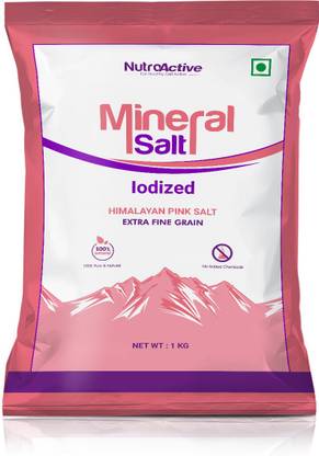 NUTROACTIVE MineralSalt Iodized Himalayan Pink Rock Salt Extra Fine Grain 1 kg Iodized Salt