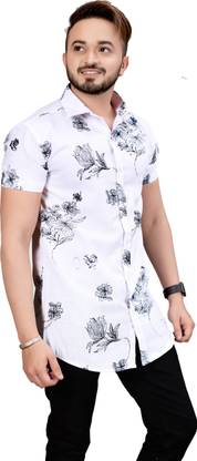 Fashionable Village Men Solid Casual White Shirt