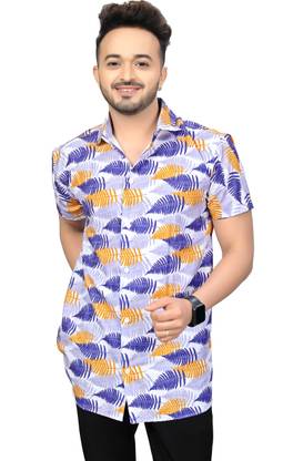 Men Printed Casual Purple Shirt