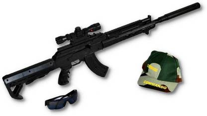 ZillionBillion 97 cm Long AK 47 Gun Toy with BB Bullets Cap Googles SILENSER LASER LIGHT Darts & Plastic Bullets