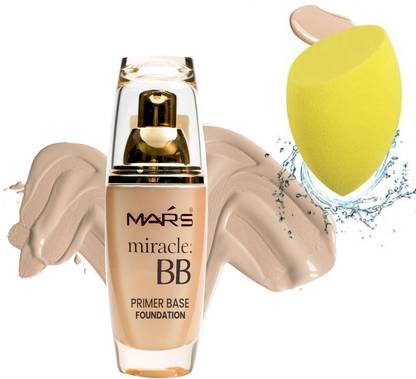 MARS Miracle BB Primer Base Foundation & Sponge Beauty Blender Puff