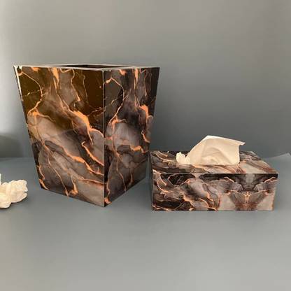 casagold Dust Bin & Tissue Box Set/Waste Bin in modern design/(Multicolor,Pack of 2) Wood Dustbin