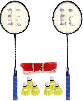 NSP NSP48_Indoor-Outdoor Game 2pc Racket-6pc Shuttle-Badminton Net with Cover Badminton Kit