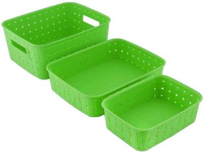 Gretal Multipurpose Smart Shelf Basket Set 3 Pc Storage Basket for Fruits, Vegetables Plastic Fruit & Vegetable Basket