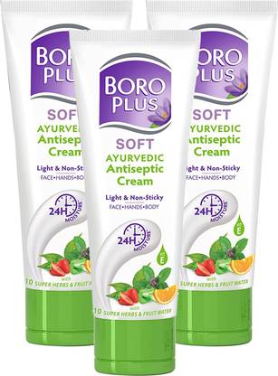 BOROPLUS SOFT Ayurvedic Antiseptic Cream 45ml pack of 3 10 super Herbs & Friut water