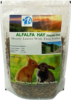 Jainsons Pet Products Alfalfa Hay, Dried Natural Alfalfa Hay for Rabbits, Guinea Pigs, Chinchillas Vegetable 0.8 kg Dry Young, Adult, Senior Rabbit Food