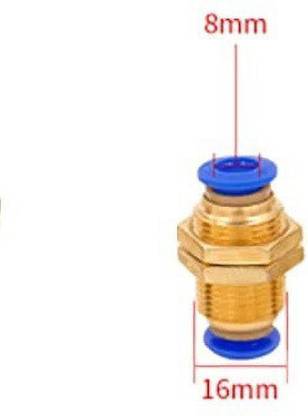 HU CREATIONS PM 8MM Pneumatic Bulkhead Straight Push In Quick Fitting Connector Union 2-Way Reducer Pipe Joint